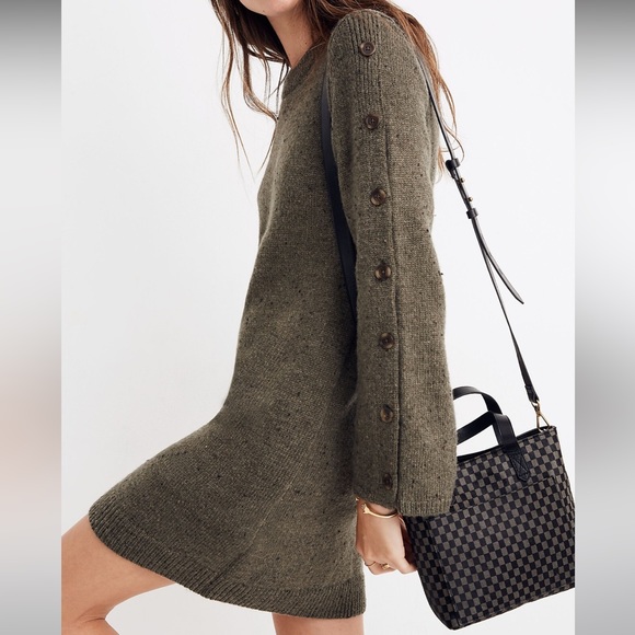 Madewell Donegal Button-Sleeve Sweater-Dress. Wool blend. - Picture 2 of 9
